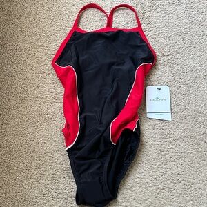 Dolfin Black and Red Racerback Training Swimsuit